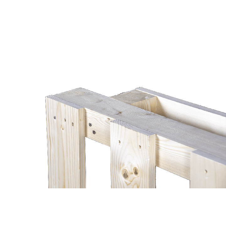Schwerlastpalette aus Holz - Detail der stehenden Kante