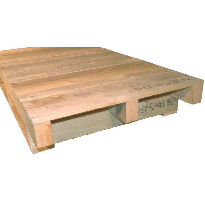 Palette en bois avec contrefiche - Côté non raboté en plan continu
