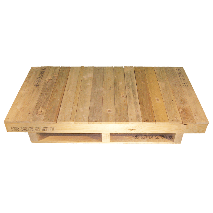 Palette en bois avec contrefiche - Façade non rabotée avec surface continue