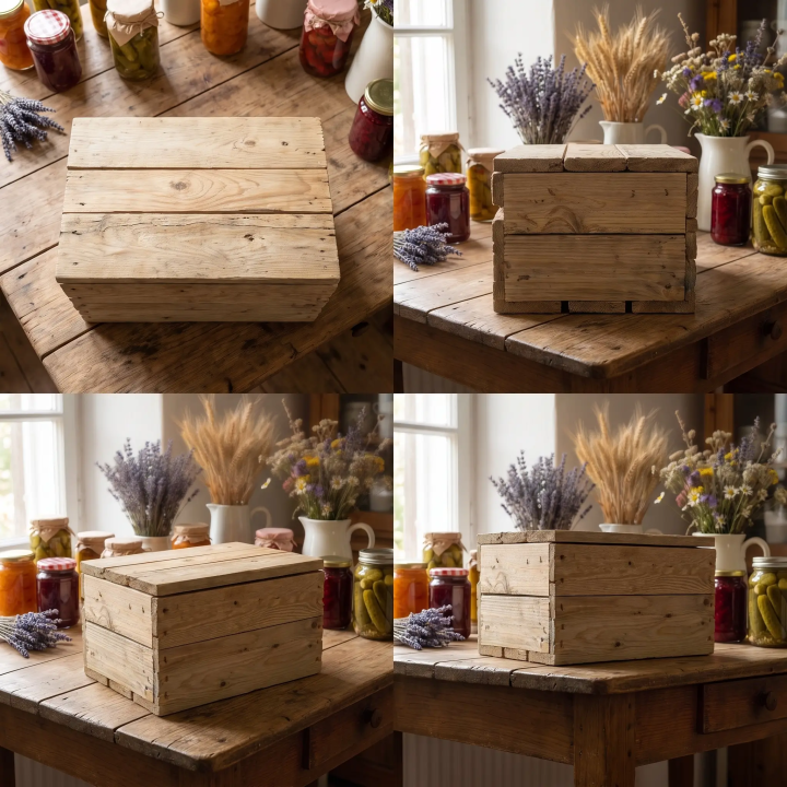 Houten geschenkdoos: 4 voorbeelden - AI-gegenereerde afbeelding