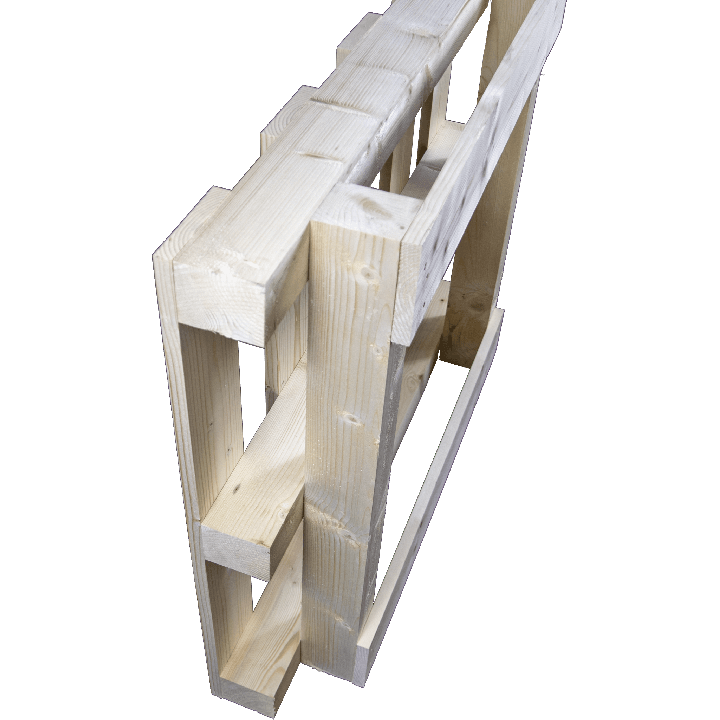Pallet in legno con travatura - in piedi posteriore 3