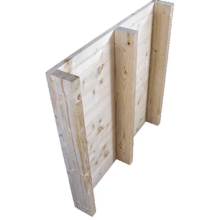 Pallet in legno a 2 vie leggero - Frontale piallato senza spazio tra tavole in piedi posteriore