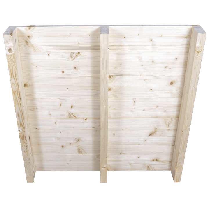 Twee weg houten pallet Light - Voorzijde geschaafd zonder ruimte tussen de planken die achterover staan