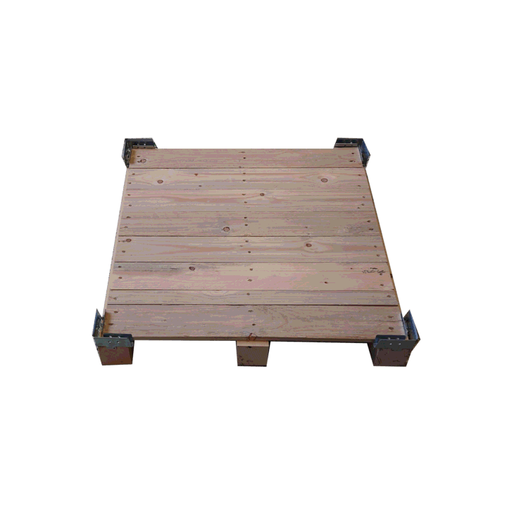 Detalle de la base del palet - Caja de madera contrachapada vtt